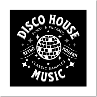 DISCO HOUSE - Retro Modern Disco Ball (white/grey) Posters and Art